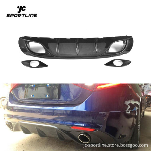 Carbon Fiber Rear Bumper Lip Diffuser for Alfa Romeo Giulia Sport Sedan 4-Door (2016-2019)